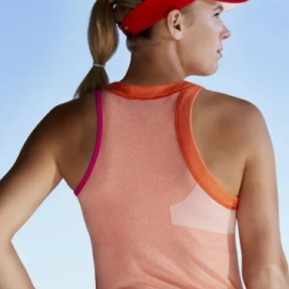 Adidas Stella McCartney New York Women's Tennis Tank Orange / Shock Pink - Picture 3 of 15